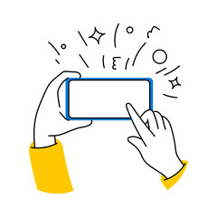 Hand drawn mockup used mobile phone touch screen gesture mockup.
