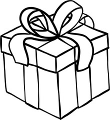 doodle freehand sketch drawing of a gift box.