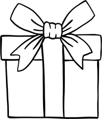 doodle freehand sketch drawing of a gift box.