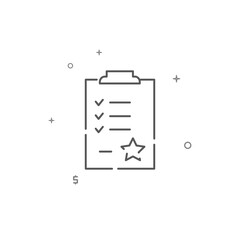 Shopping list, wishlist simple vector line icon. Symbol, pictogram, sign isolated on white background. Editable stroke. Adjust line weight.