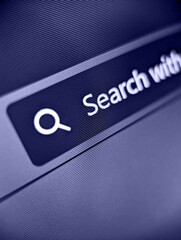 A pixelated closeup view of an internet browser UI with search text and lock icon