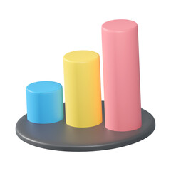 3d Rendering of cylinder shape graph icon isolated on white.
