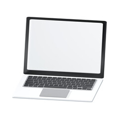 3d Rendering of blank laptop,notebook computer icon isolated on white.