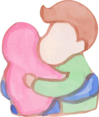 Couple Muslim Watercolor