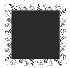 doodle line art wreath frame for logo or social media banner