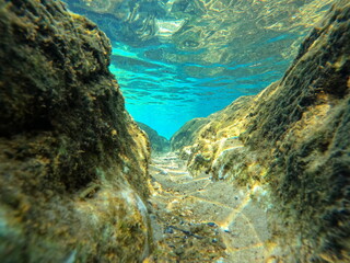 Fototapeta na wymiar Underwater Hawaiian Rocks