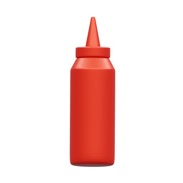 3d object Rendering of tomato ketchup squeeze bottel icon isolated .