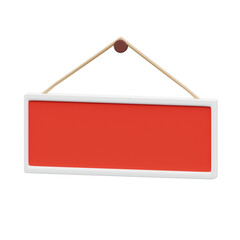 3d object Rendering of red sign blank plank board icon isolated .