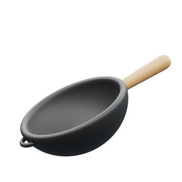 3d object Rendering of Chinese wok icon isolated . cooking