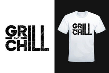Grill Chill modern typography lettering t-shirt or poster design. Vector illustration logo text for business, print and advertising.