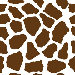 Giraffe print skin abstract seamless pattern for printing, cutting, surface textures and crafts. Abstract wild animal Giraffe brown spots on white background for fashion print design.
