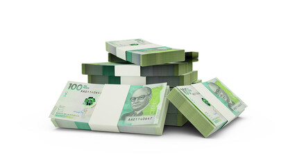 3d rendering of Stack of Colombian peso notes. bundles of Colombian currency notes isolated on white background