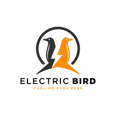 electric bird vector logo design