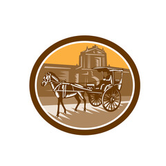 Horse-Drawn Carriage Intramuros Woodcut Retro