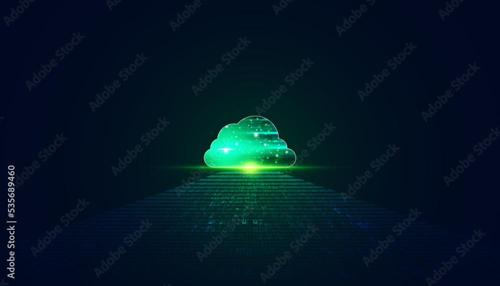 Poster abstract cloud technology with big data and binary concept connection by collecting data in the clou