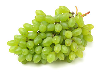 Green grapes on white background