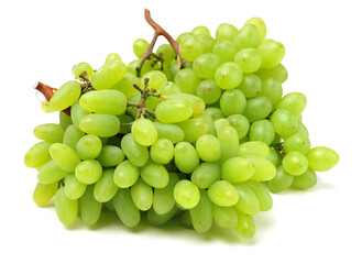 Green grapes on white background