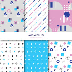 幾何学的な図形のパターンセット　Memphis Pattern Set
