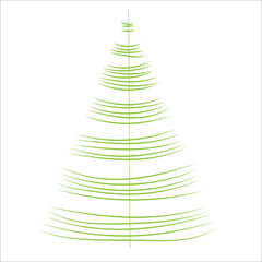 stylized green Christmas tree made of lines