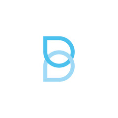 letter b linked blue water drop logo vector