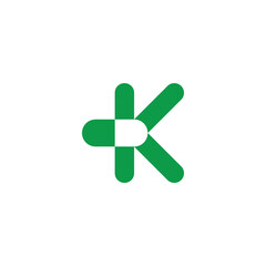 letter k green capsule medical logo vector