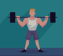 fitness man lifting barbell