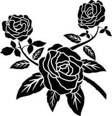 silhouette black motif rose flower decoration vector illustration background