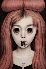 girl, lady, beauty, horror element, suspense,eyes,face,art