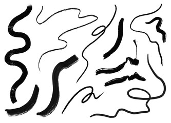 Decorative Lines Curves Minimalist Black Illustration Set PNG Design Elements