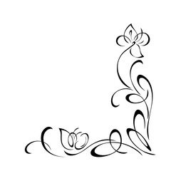 decorative corner design with stylized flowers and curls. graphic decor