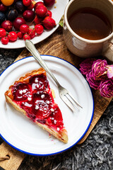 plum cake with tea, autumn days