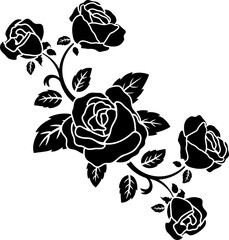 silhouette black motif rose flower decoration vector illustration background