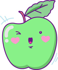 Apple character cute cartoon vector illustration