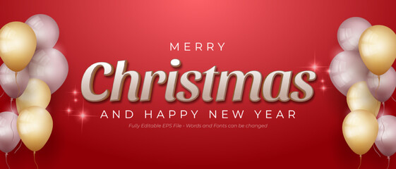 Merry christmas with editable text three dimension text style