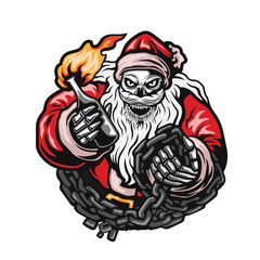 santa claus doing anarchy vector illustration