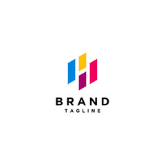 Obraz premium Four Geometric Shapes With The Letter H In The Negative Space Logo Design. Letter H Between The Four Geometric Shapes.