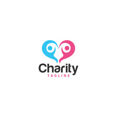 Charity logo icon vector isolated with people and love illustration