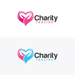 Charity logo icon vector isolated with hand and love illustration