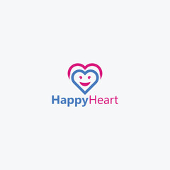 happy heart logo icon vector isolated