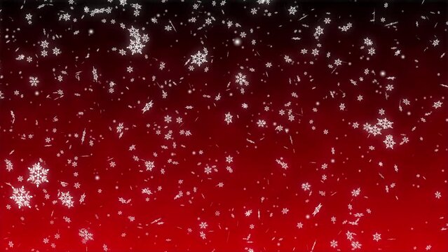 雪の結晶 舞う 吹雪 右上から 【背景 グラデーション 黒 赤 冷気】
