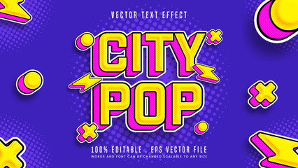 Fototapeta City pop 3d editable text effect font style obraz