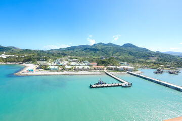 Amber cove, puerto plata, dominican republic: Tropical resort with pier for cruise ships on sunny...