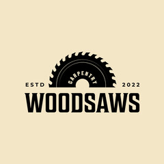 Wood saws Vintage Logo Vector design template Illustration