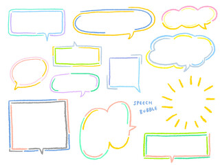 Simple and cheerful speech bubble hand drawn illustration set / シンプルで明るい吹き出し 手描きイラストセット