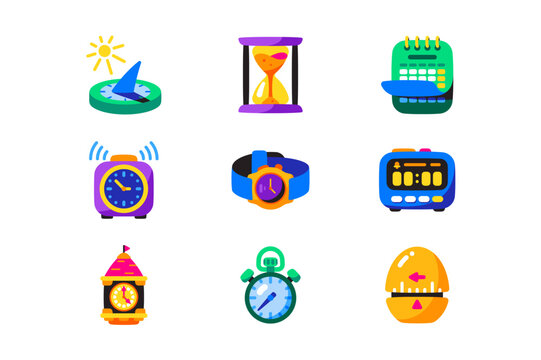 Time devices icons set