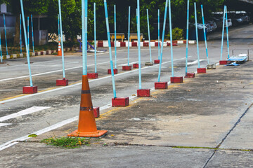 Driving test and training area with simulate test for driving license. Driving school practice...