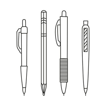 Writing tools icons set design doodle isolated.