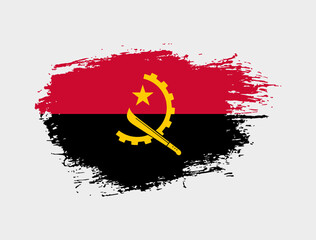 Classic brush stroke painted national Angola country flag illustration