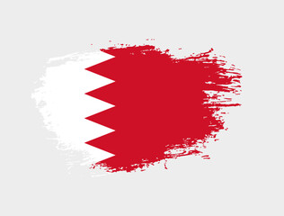 Classic brush stroke painted national Bahrain country flag illustration