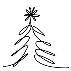 christmas tree glowing ornament for christmas tree decoration continuous one line design